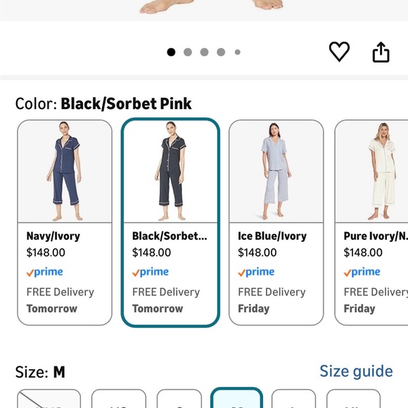 Eberjey GISELE Short Sleeve & Crop PJ Set in Coastal Blue & Ivory. PERFECT! Sz M - Picture 6 of 16